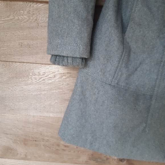 Express Rib Trimmed Wool Blend Coat Charcoal Gray - Picture 5 of 7